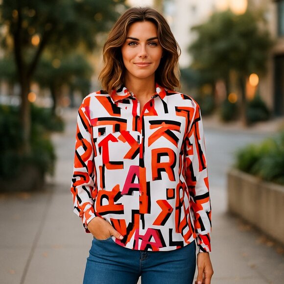 Karl Lagerfeld Geometric Blouse Size M - Picture 1 of 5